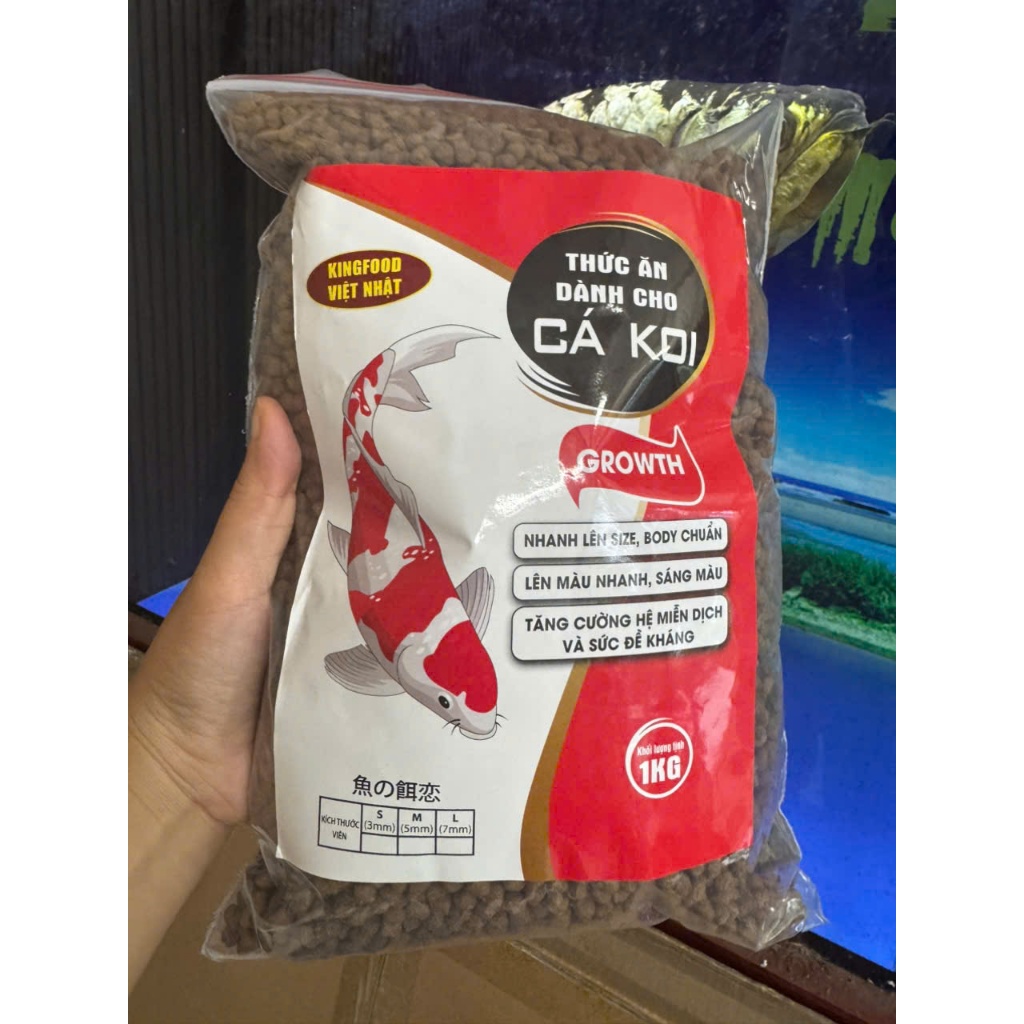 Cám cá Koi KingFood Việt Nhật siêu tăng trưởng cao đạm, không váng dầu, Body tròn đẹp