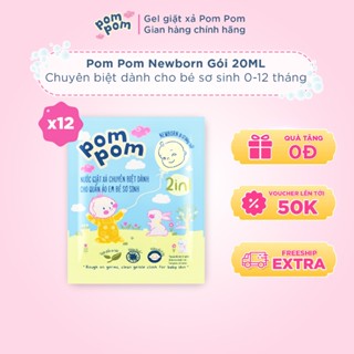 [ Dây 12 gói ] Nước Giặt Xả Cho Bé 0-12 Tháng Pom Pom Newborn Sạch Sâu Nôn Trớ cùng Hương Phấn Rôm