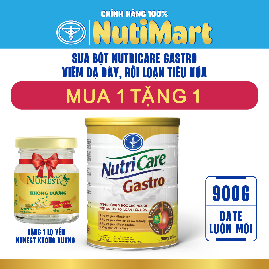 Sữa bột Nutricare Gastro dinh dưỡng cho người viêm dạ dạy rối loạn tiêu hóa