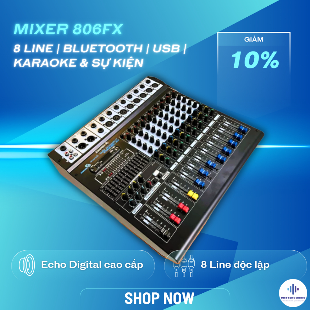 Mixer Digital Kỹ Thuật Số 806FX – 8 Line | Bluetooth | USB | Karaoke & Sự Kiện