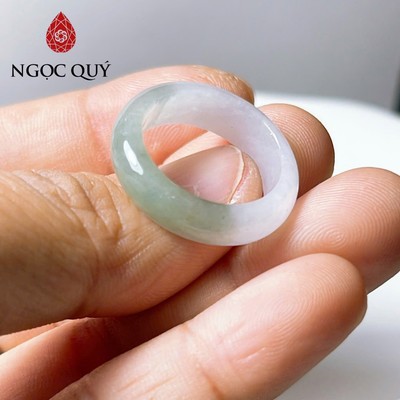 Nhẫn cẩm thạch A Myanmar - nhẫn ngọc phỉ thúy type A chất nếp băng màu uyên ương LM10 - Ngọc Quý