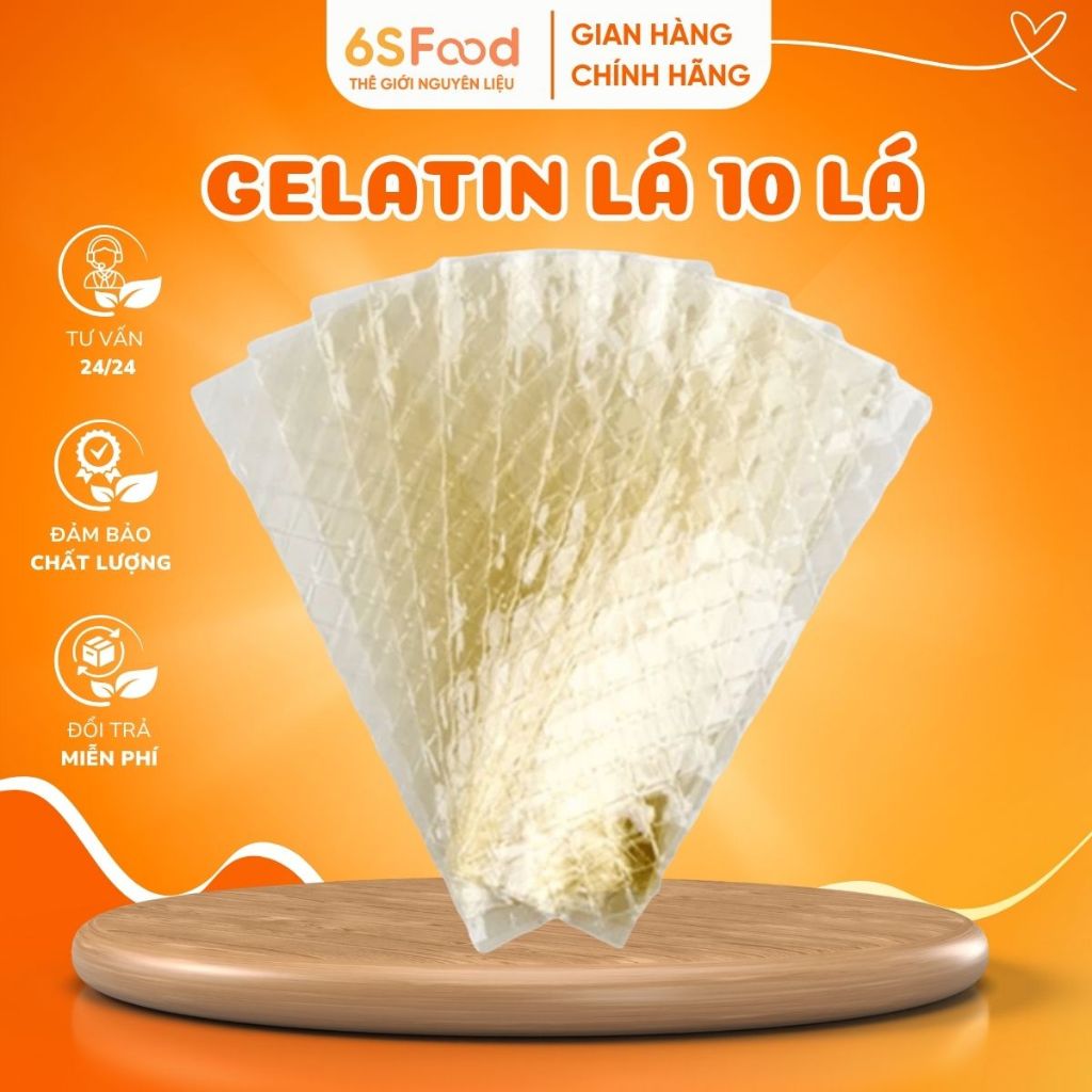 Gelatin dạng lá làm chè khúc bạch,làm thạch, bánh Mouse, Cheese Cake combo 10 lá - 6SFOOD