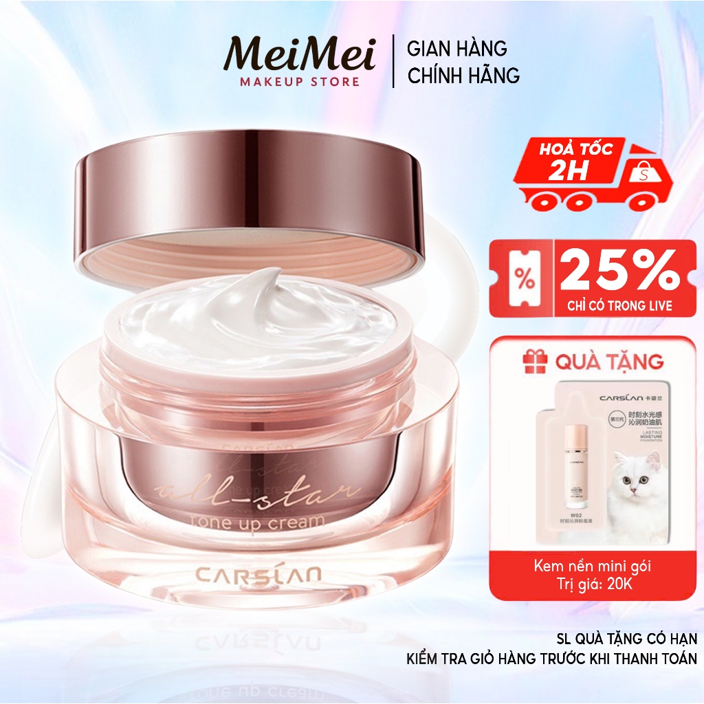 Kem nâng tông da CARSLAN kem lười trang điểm Kem lót che khuyết điểm hiệu quả 50g