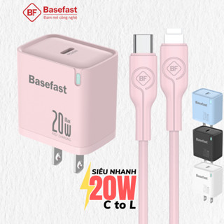 Bộ sạc nhanh 20W Basefast cho Phone xs 11 12 13 14 ... Củ sạc PD20W dây silicon chống quá tải nhiệt