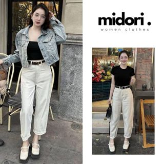 Quần Baggy Jeans Trắng Trơn Quần Jean Baggy Cạp Cao Lima Fashion Phong Cách Retro Hàn Quốc HL202
