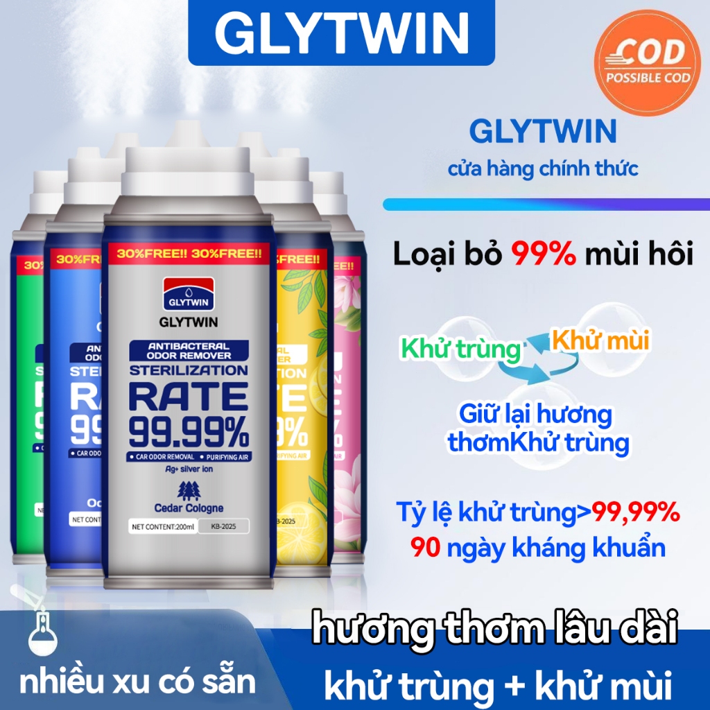 GLYTWIN Chai xịt khử mùi và 200ML khử trùng ô tô  làm sạch không khí vệ sinh điềuhòa