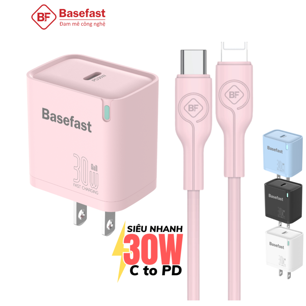 Bộ sạc nhanh 20W 30W Basefast dùng cho Phone 11 12 13 14 Pro max .. củ sạc Gan chống quá tải nhiệt