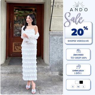 [SVD001]Váy Nữ Xinh, Đầm Maxi Dài Xoè Tầng Trắng Phối Áo Cardigan Cao Cấp Đi Dạo Phố Đi Chơi Đi Biển
