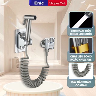 Vòi xịt vệ sinh ENIC cao cấp, dây xoắn co giản dễ sử dụng,điều chỉnh lực nước, phân bổ nước đều