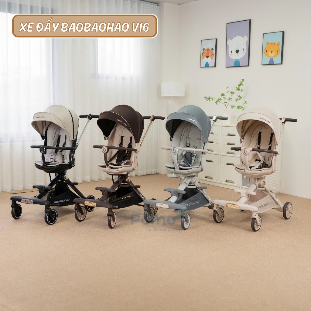 BaoBaoHao V16 Chính Hãng Xe Đẩy Gấp Gọn Hai Chiều Cho Bé - Xe đẩy cho bé từ sơ sinh - Chịu lực 45kg