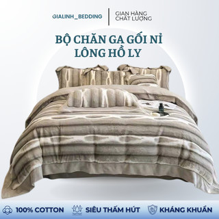  Bộ Chăn Ga Gối Nỉ Lông Hồ Ly Sang Trọng ,Đẳng Cấp. Hàng Loại 1 Set 4 Món Gồm: 2 Vỏ Gối Đầu  1 Ga Trải Giường 1 Vỏ Chăn 