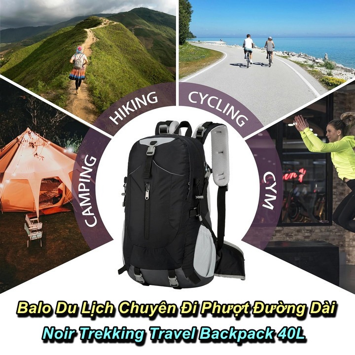 Balo Chống Nước Chuyên Đi Phượt Noir Trekking Travel Backpack Dung Tích Lớn 40L