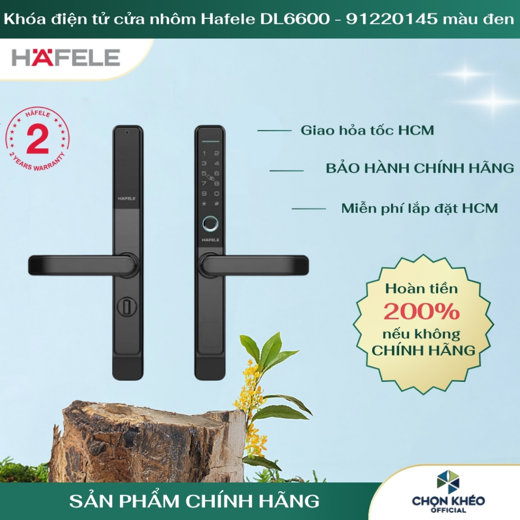 Khóa Điện Tử Cửa Nhôm Hafele DL6600 - 91220145 - Màu Đen, Cửa mở xoay - Chính Hãng, Miễn phí lắp đặt