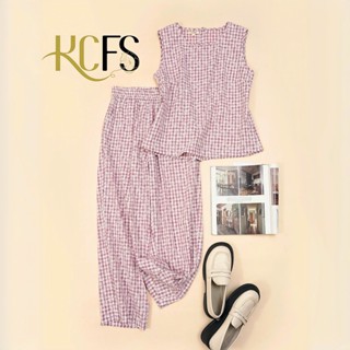 KCFS - Set bộ Thô Cotton Áo sát nách & Quần suông thô cotton lưng chun nguyên vòng - Có lẻ áo & quần