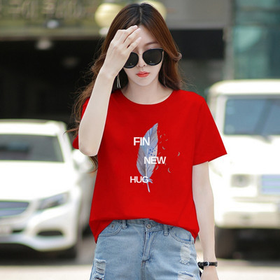 Áo phông nữ dáng rộng NA03 in hình lông vũ chất liệu thun cotton co giãn 4 chiều Loza RT8342