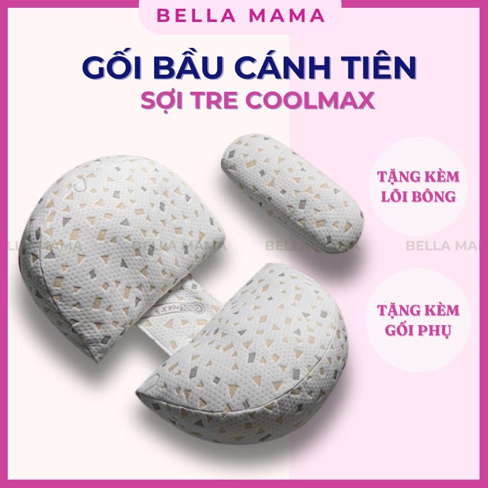Gối Bầu Cánh Tiên Sợi Tre Cao Cấp Bella Mama Nâng Đỡ Bụng Hỗ Trợ Giảm Đau Lưng Cho Mẹ Bầu Hàng Loại 1- Gb03