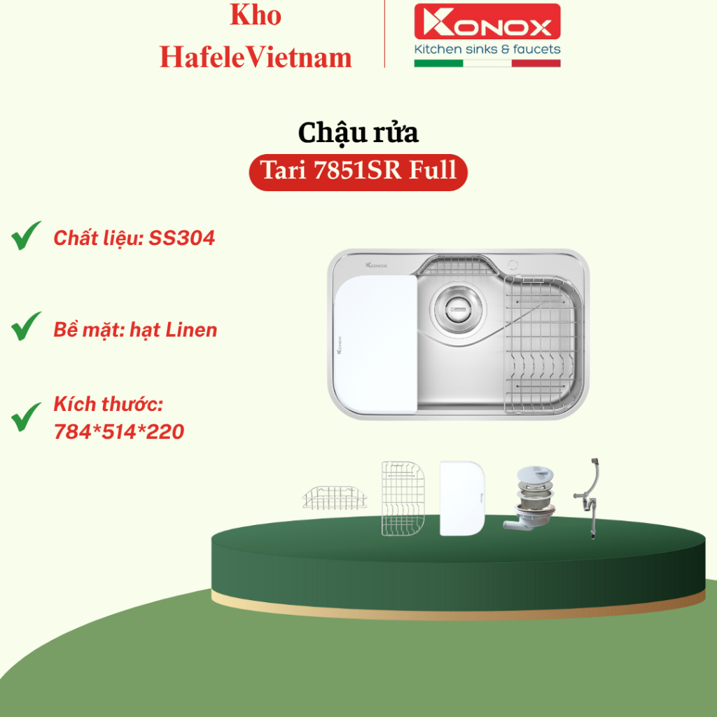Chậu Rửa Bát Konox Tari 7851SR Basic/Full Hiện đại, bền bỉ