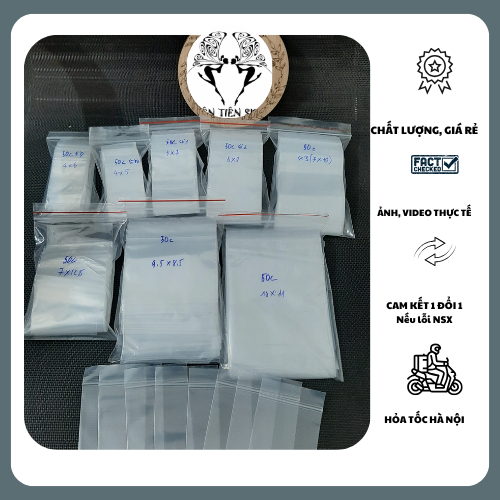 100 gam túi zip chỉ trắng đựng đồ, chia đồ tiện dụng chọn size tientienshop