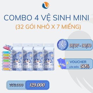 [XẢ KHO - DATE T12/2025 - COMBO 4] DEEYEO Giấy Ướt Vệ Sinh Tự Tan Trong Nước Mini Đặc Biệt (4 túi x 8 gói nhỏ x 7 miếng)