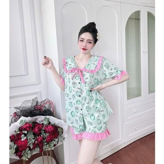 [Mẫu Đẹp 50-100kg] Đồ Bộ Đùi Bèo Tiểu Thư Cổ 2 Lá Lụa Nhật - Mango ,Cổ Vuông Mềm Mịn Cho Nàng Mũm Mĩm Béo