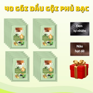 [Combo 40 gói (không hộp) + Tặng 2 gói dưỡng tóc protein]  Dầu gội nhuộm tóc phụ bạc thảo dược dạng gói dành cho nam nữ