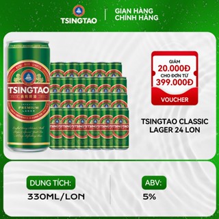 Thùng 24 lon Bia TSINGTAO Lager Truyền thống Nhập khẩu chính hãng (330ml/lon) – Độ cồn 5.0%