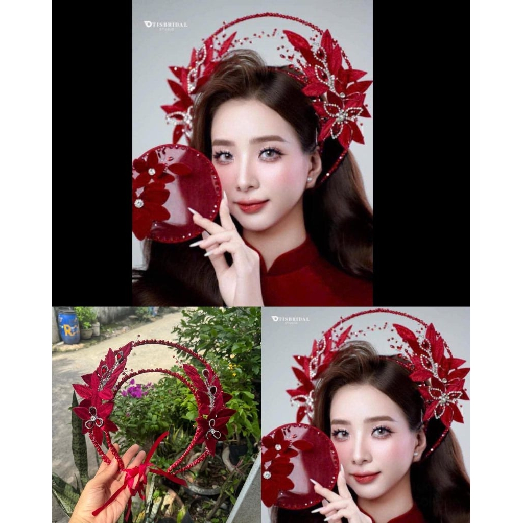 Mấn hoa đỏ. mấn áo dài