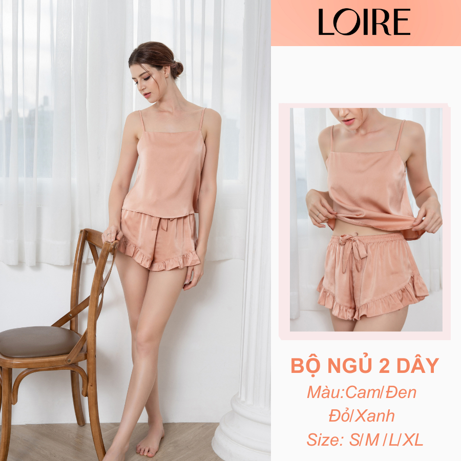 Bộ Ngủ Nữ 2 Dây Loire BDN05 Lụa Mùa Hè Cao Cấp Thoải Mái Mát Mẻ