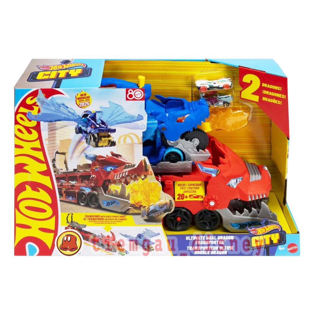 Đồ Chơi HOT WHEELS Song Long Dũng Mãnh - Hot Wheels City Ultimate Dual Dragon Transporter