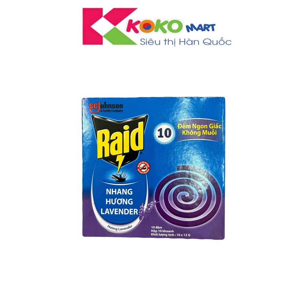 Nhang Muỗi Raid Hương Lavender 10 Khoanh
