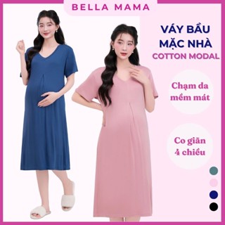 Váy bầu mặc nhà Váy ngủ bâù chất cotton yard cho mẹ bầu mềm mịn nhẹ mát Size 48-65kg - VN5