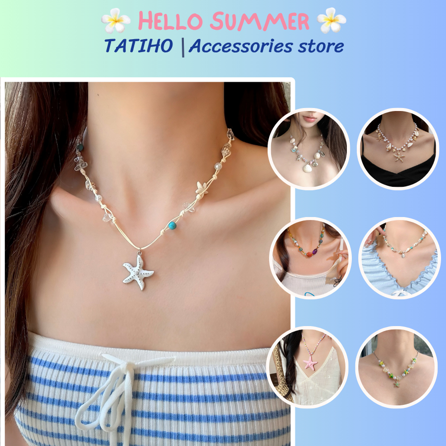 Dây Chuyền Nữ, Vòng Cổ Đi Biển Hoạ Tiết Vỏ Sò Sao Biển Ngọt Ngào Thời Trang Mùa Hè Nhiều Mẫu - Mã DC01