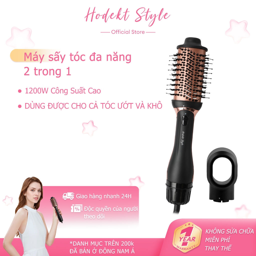 HODEKT 2 Trong 1 Nóng Bàn Chải Không Khí Lược Máy Sấy Tóc Máy Uốn Tóc Nóng Mát Không Khí Uốn Sắt Máy Thẳng