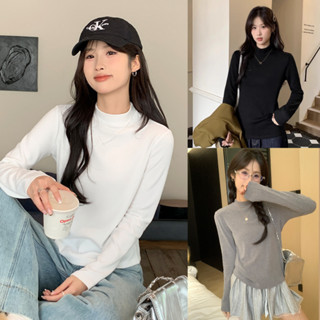 Áo Giữ Nhiệt Nữ MIAA cổ 3 phân dài tay chất co giãn ôm LÓT NỈ cao cấp bigsize màu trắng đen trơn