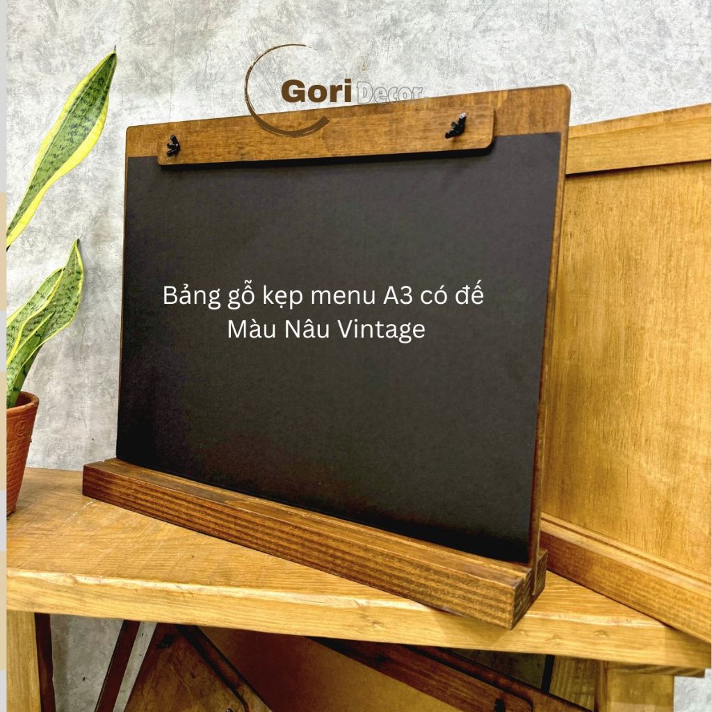 Bảng menu A3 gỗ để bàn/ Bảng gỗ kèm đế kẹp menu nhà hàng sizze A3, A4