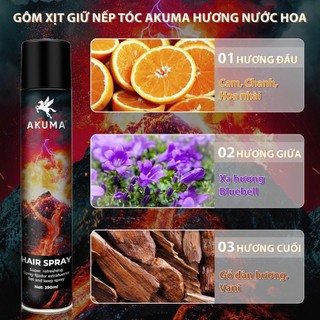 Gôm xịt tạo kiểu giữ nếp tóc AKUMA hương nước hoa 390ml
