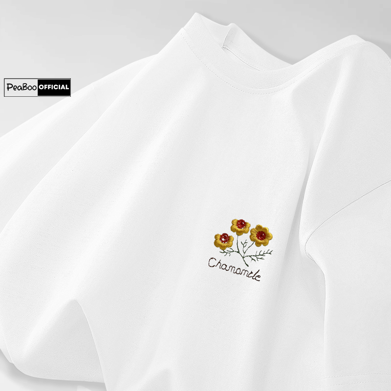 Áo Thun THÊU, Áo Phông Thêu Hoa BST03 By PEABOO Chất Cotton Thoáng Mát Form Rộng Tay Lỡ Cho Nam Nữ Phong Cách Unisex | BigBuy360 - bigbuy360.vn