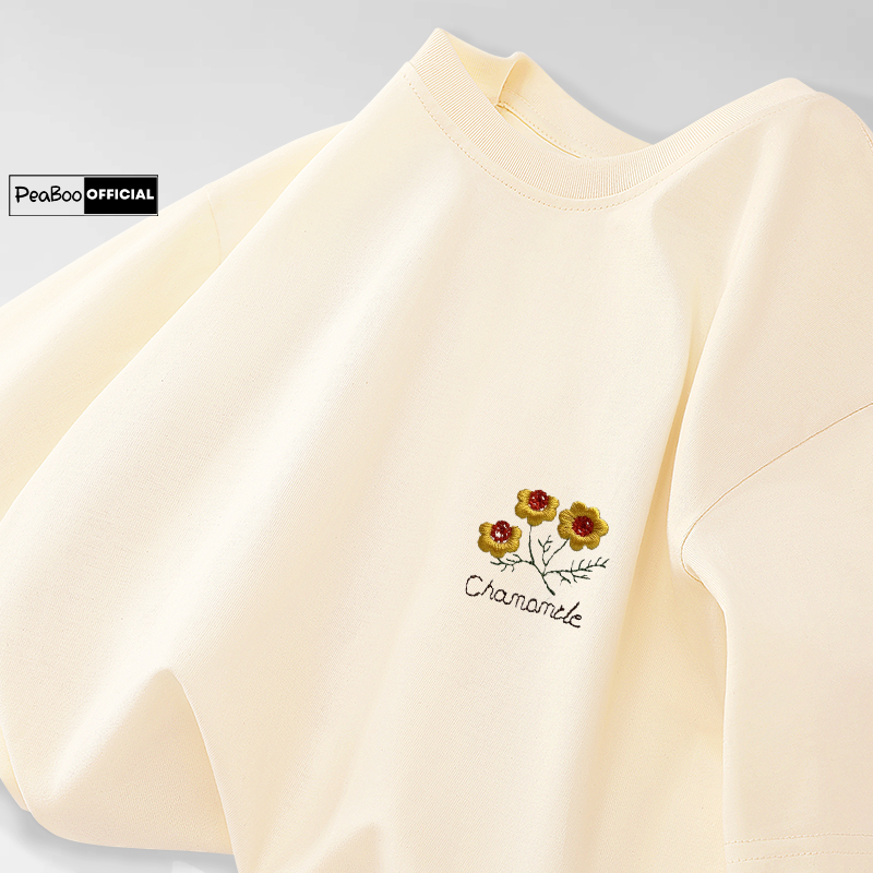 Áo Thun THÊU, Áo Phông Thêu Hoa BST03 By PEABOO Chất Cotton Thoáng Mát Form Rộng Tay Lỡ Cho Nam Nữ Phong Cách Unisex | BigBuy360 - bigbuy360.vn
