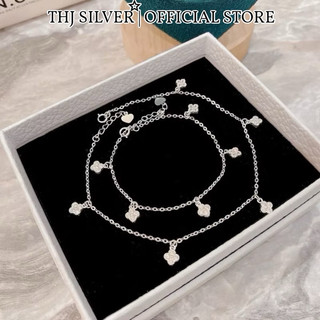  Lắc chân nữ THJ - Lắc tay cỏ 4 lá nhí treo nhỏ xinh nữ tính chuẩn bạc ta- THU HUONG SILVER 