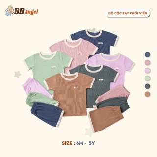 Bộ cộc tay phối viền thun BBAngel cho bé trai bé gái, bộ thun cotton mềm mịn cho bé 8kg-22kg