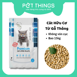   Bao 15kg  Cát Gỗ Nén Premium Natural Pine Wooden Pellet Từ Gỗ Thông Vệ Sinh Cho Mèo và Thú Nhỏ 
