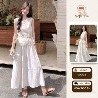 [Tặng kèm Đai] Set váy dài nàng thơ ANNA HOUSE set áo chân váy dài áo váy dáng dài váy nhẹ nhàng nàng thơ chụp ảnh