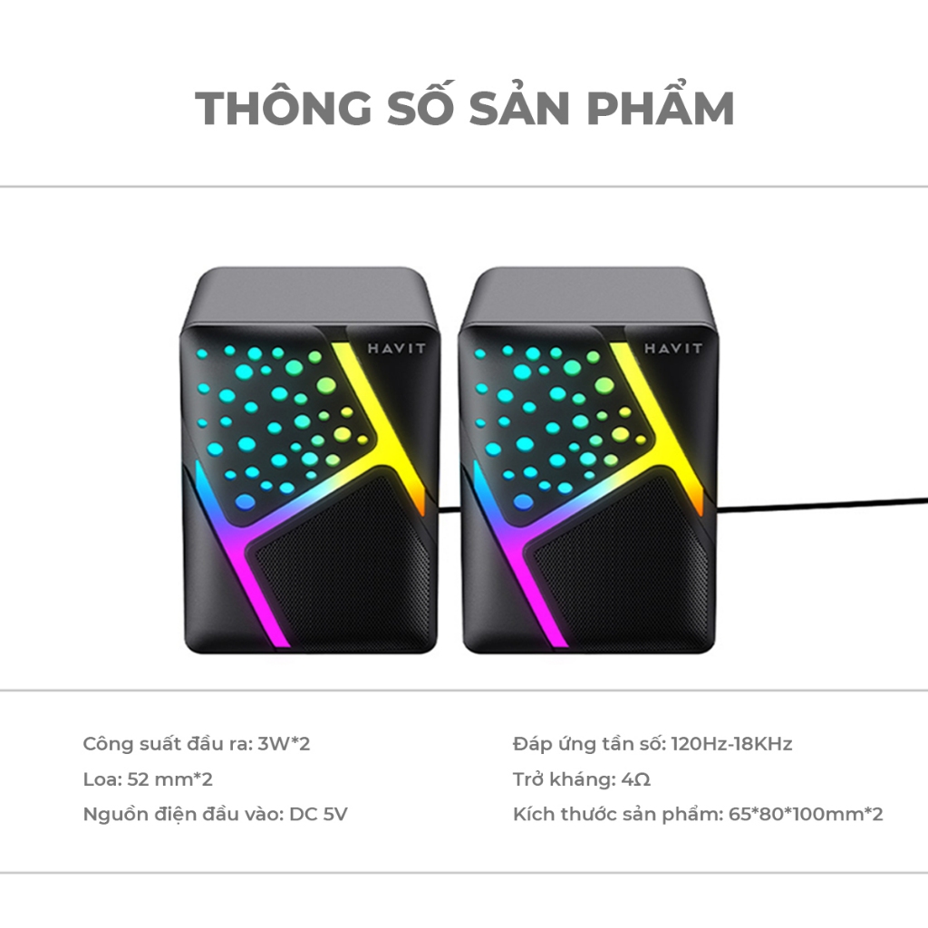 Loa Vi Tính Havit SK763 Công Suất 6W | Đèn Led RGB | BigBuy360 - bigbuy360.vn