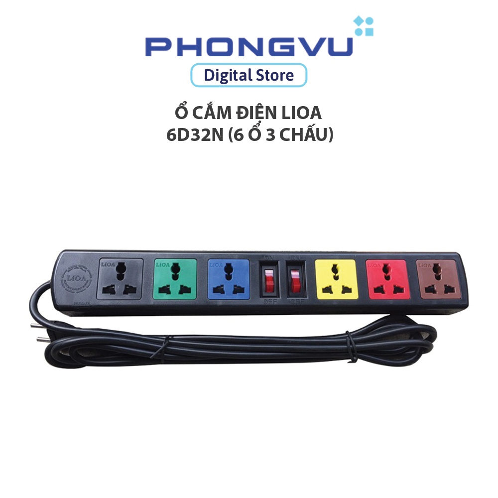 Ổ cắm điện Lioa 6D32N (6 ổ 3 chấu) - Bảo hành 24 tháng
