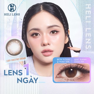 [1 CHIẾC] Kính Áp Tròng Heli Lens 1 Ngày Lady-Chestnut Brown 0 - 8 Độ Cận 12 Màu Trendy Hạn Chế UV An Toàn Mỏng Nhẹ Mắt