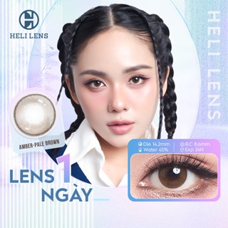 [1 CHIẾC] Kính Áp Tròng Heli Lens 1 Ngày Màu Amber-Pale Brown 0 - 8 Độ Cận 12 Màu Trendy Hạn Chế UV An Toàn Mỏng Nhẹ Mắt