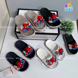 Dép lê quai ngang gắn sticker siêu nhân+cinna+capy+tungtung phong cách cá tính cho bé trai size từ 24 đến 35