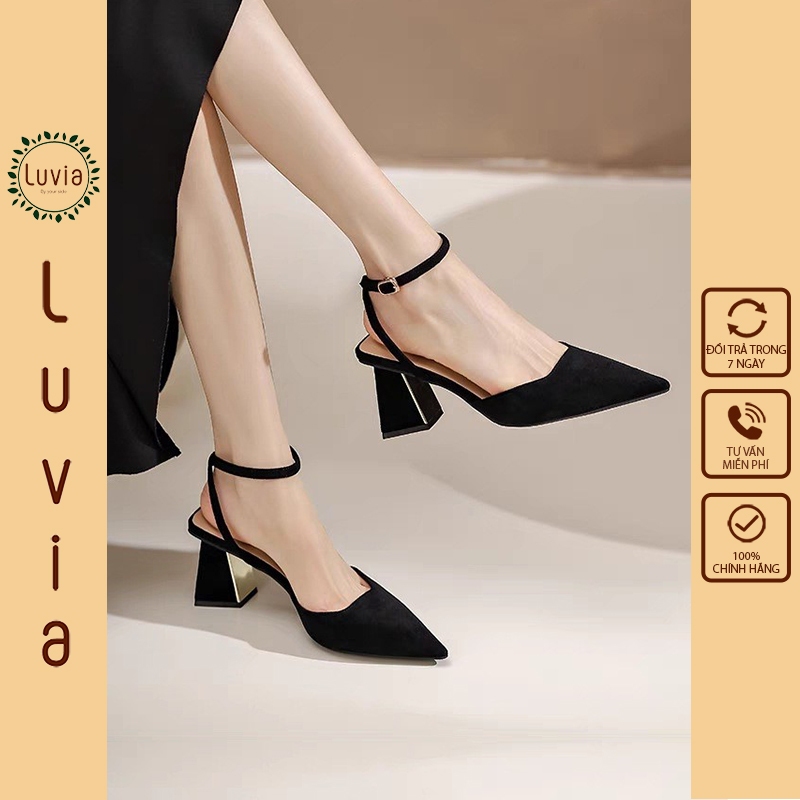 Giày cao gót 6 phân mũi nhọn sandal gót vuông Luvia 215CG