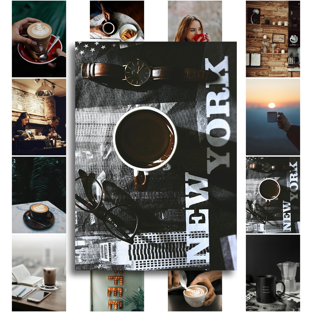 [DECAL A5] Set 50 Tờ Decal Poster Dánh Tường HÌNH CÀ PHÊ