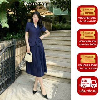 Đầm vest Nhật Vy nút bọc phối dập ly chất lụa phù hợp công sở dự tiệc thanh lịch  - D3035